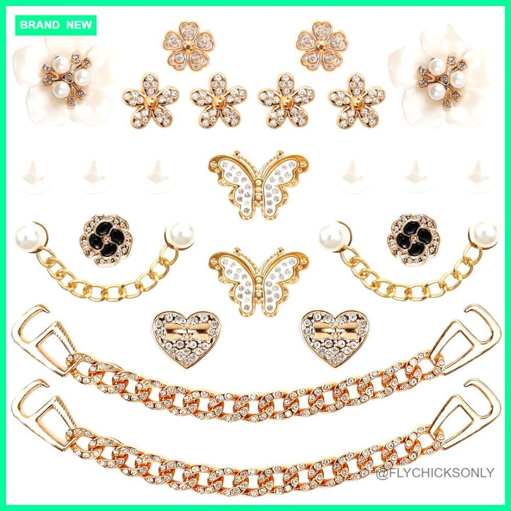 22-Piece Rhinestone Shoe Charms Set for DIY Sandals and Clogs